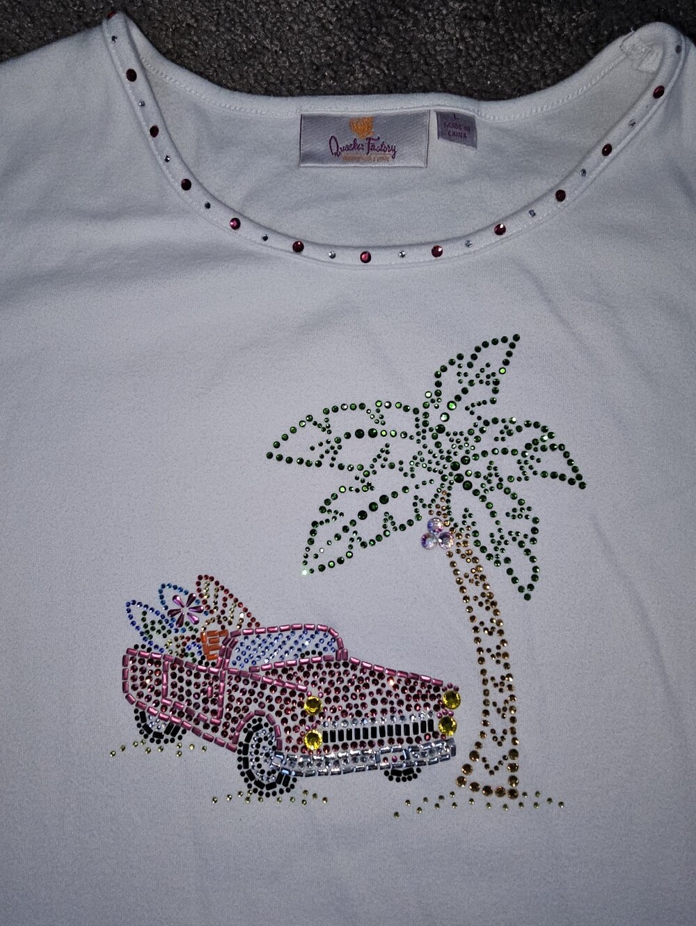 Quacker Factory Lot Of 4 - 100% Cotton 3/4 Sleeve Rhinestone Sparkle Shirts Sz L - Picture 3 of 16